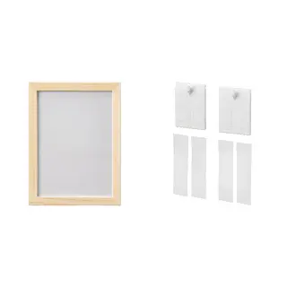 ALFTA/HÄCKHAGTORN set: frame + adhesive hook for frame, pine + white, 13x18 cm