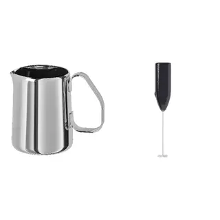 MÅTTLIG/PRODUKT set: milk-frothing jug + milk-frother, stainless steel + black, 0.5 l