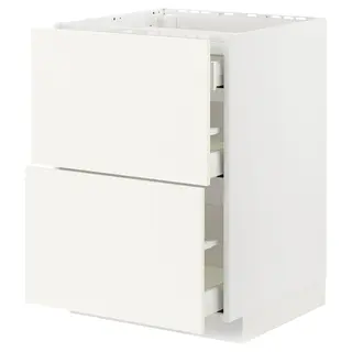 METOD / MAXIMERA base cab f hob/2 fronts/3 drawers, white/Vallstena white, 60x60x80 cm