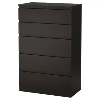 KULLEN chest of 5 drawers, black-brown, 70x40x112 cm