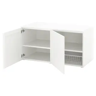 PLATSA storage bench, white/Sannidal white, 120x57x63 cm