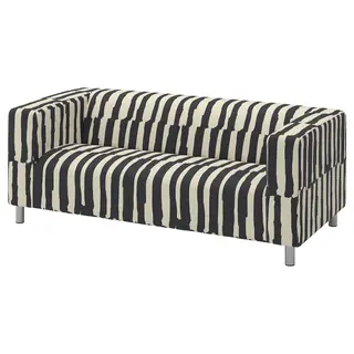 KLIPPAN cover for 2-seat sofa, Grimsmåla black/beige