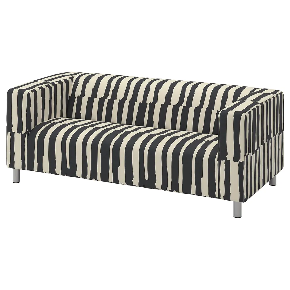KLIPPAN Cover for 2-seat sofa, Grimsmåla black/beige