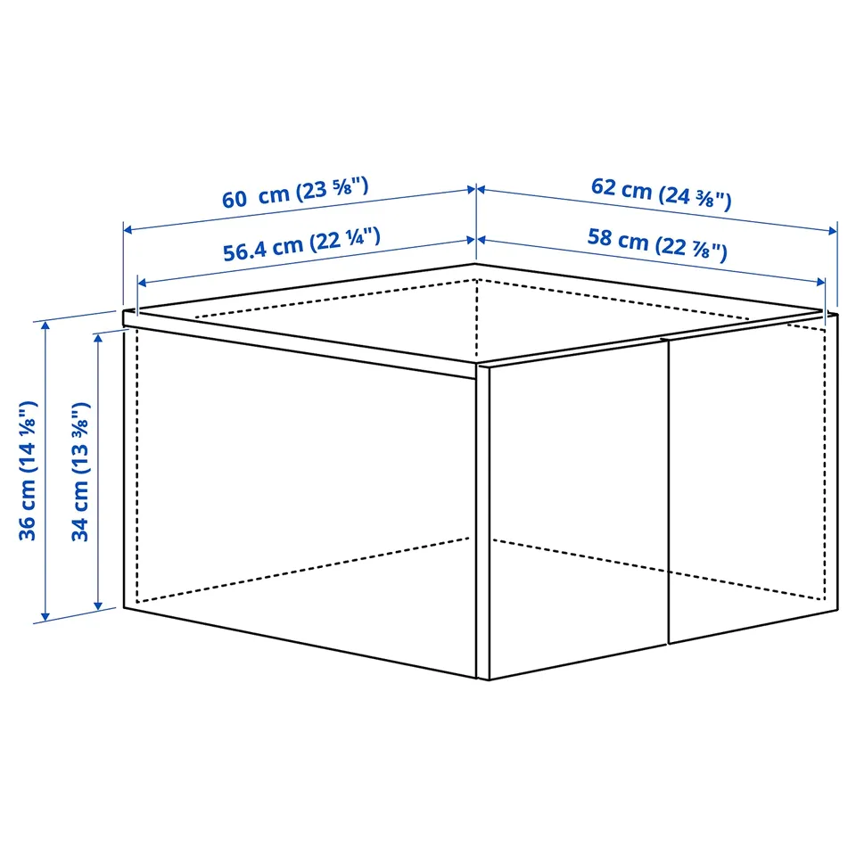 LASTARE Height extension unit with doors, white, 60x62x36 cm