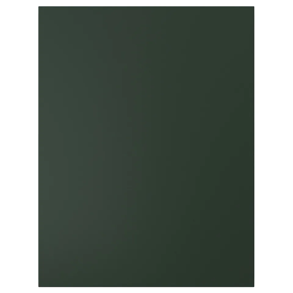 A dark green HAVSTORP kitchen cabinet front. Its rectangular with a smooth, modern design.
