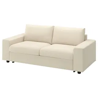 VIMLE 2-seat sofa-bed, with wide armrests/Knäbäck light beige, Width 204 x Depth 98 cm