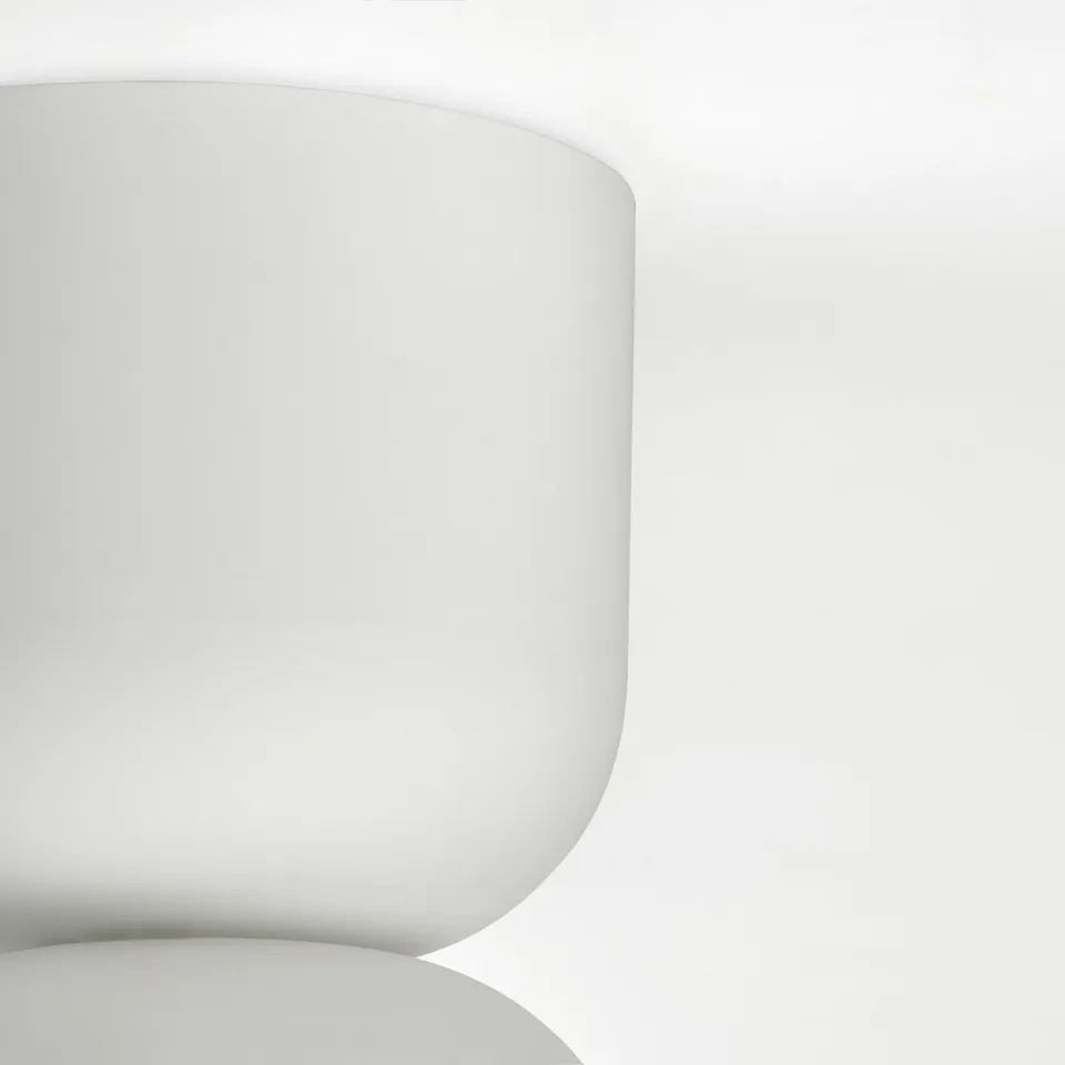 Modern, minimalist ceiling light in pristine white. Sleek, smooth design. Elegant, minimalist aesthetic.