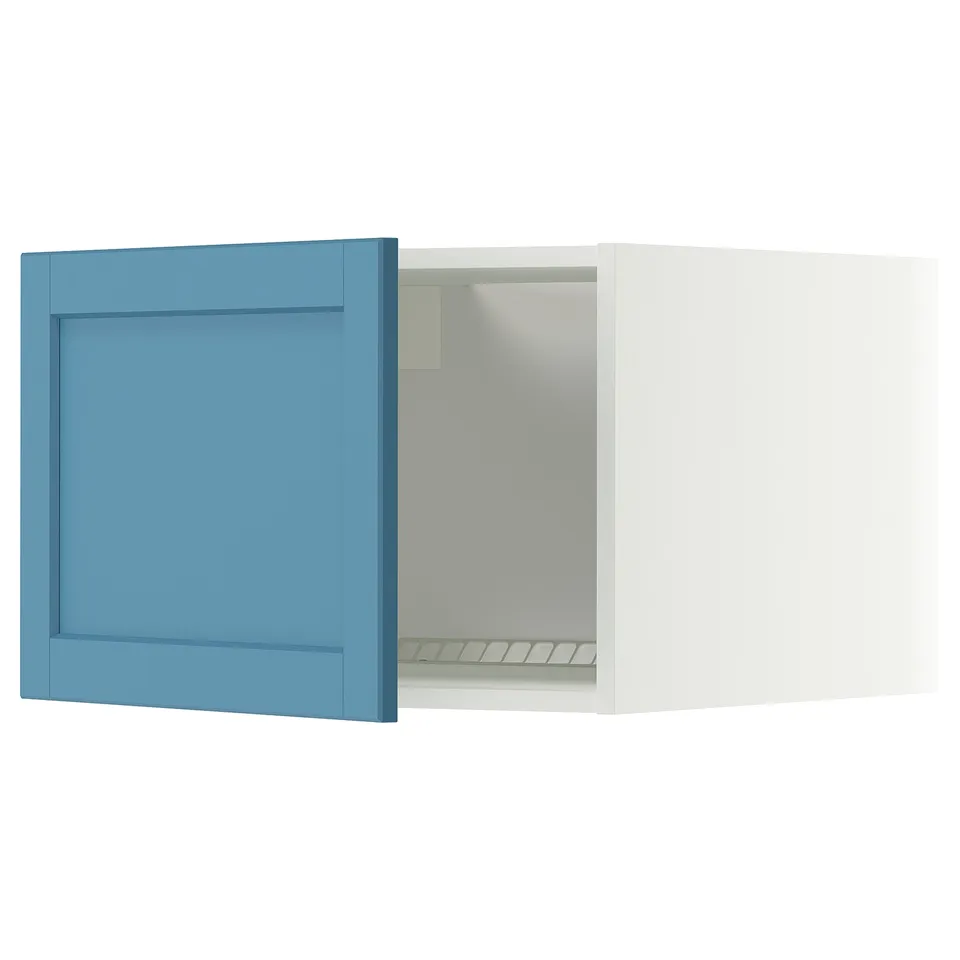 METOD Top cabinet for fridge/freezer, white/Lerhyttan blue, 60x40 cm