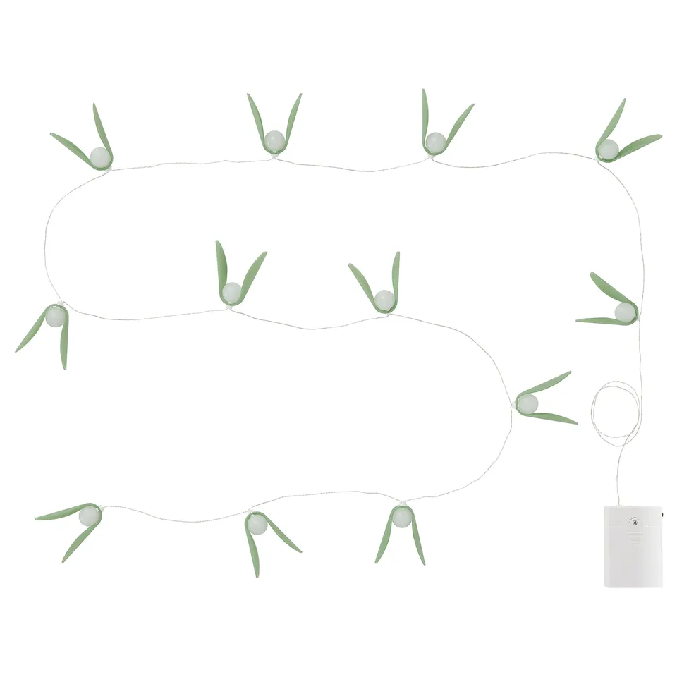 STRÅLA LED lighting chain, mistletoe battery-operated/green, 2.80 m