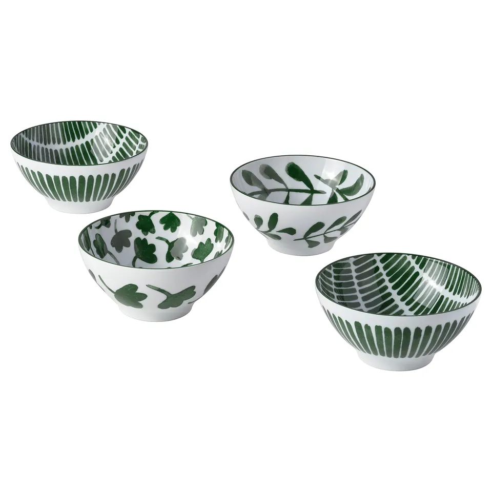 ENTUSIASM Bowl, patterned/green, 12 cm
