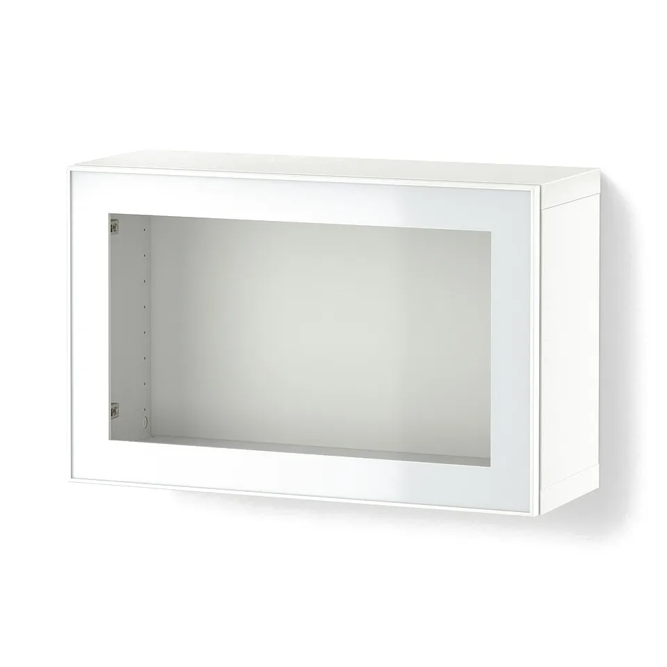 BESTÅ Wall-mounted cabinet combination, white Glassvik/white/light green clear glass, 60x22x38 cm