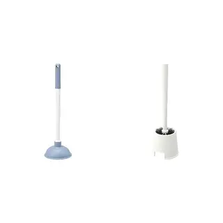 BOLMEN/HÖTRAMP set: drain plunger + toilet brush/holder, white/light blue + white, Length 49 cm