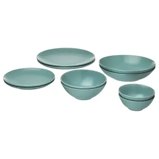FÄRGKLAR 10-piece service, matt light turquoise