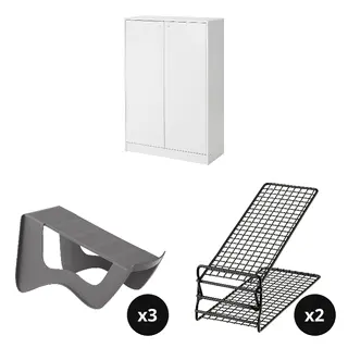 KLEPPSTAD/MURVEL/SKOSTALL set: shoe cabinet/storage + shoe organiser x3 + shoe organiser x2, white + grey + black, 80x35x117 cm