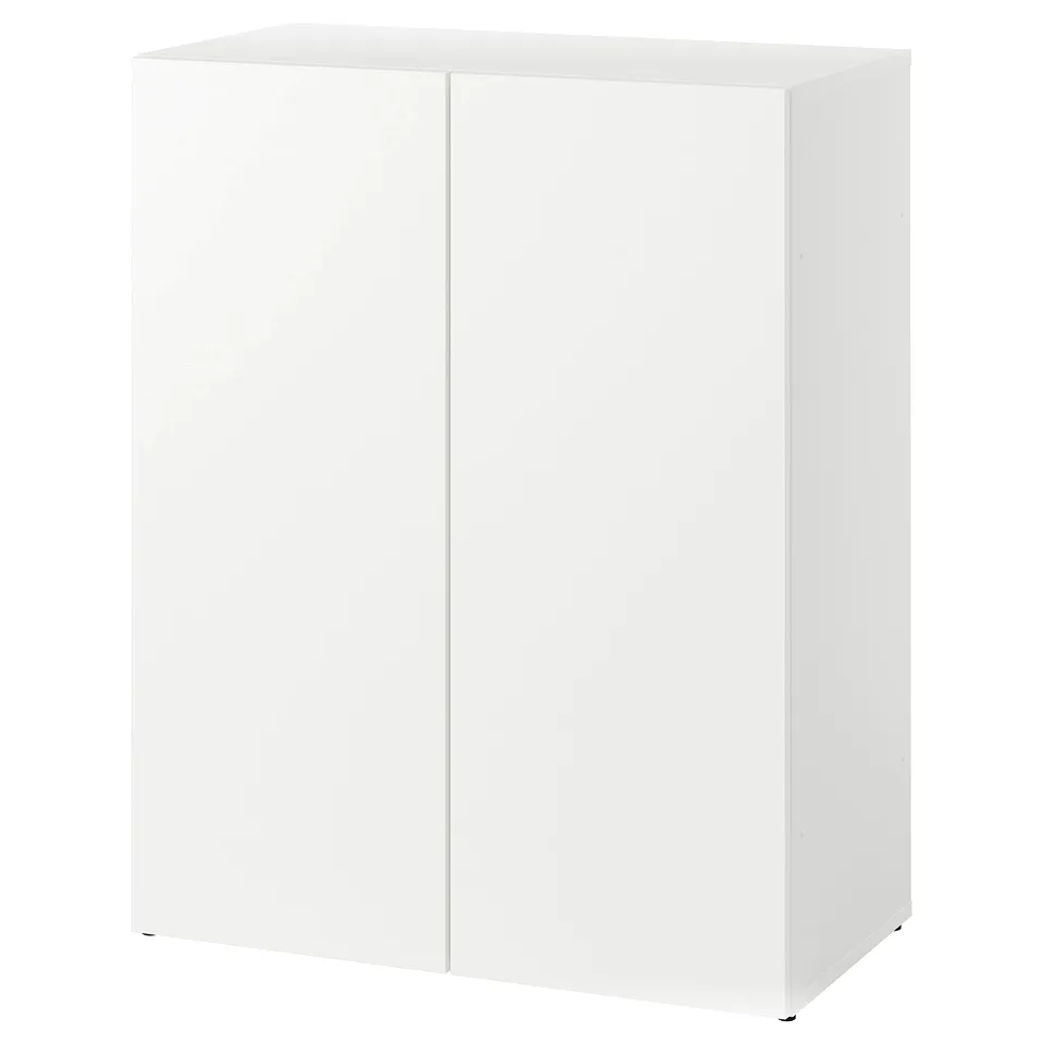 This is a white LASTARE wardrobe frame, rectangular, with minimalist design. It uses particleboard and fibreboard, ideal for various storage needs.