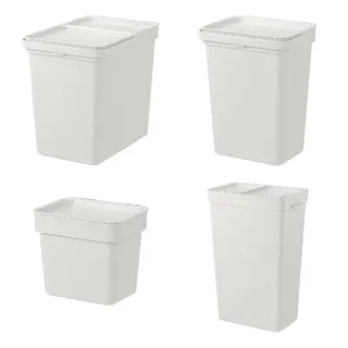 HÅLLBAR set: bin with lid + bin with lid + bin with lid + bin with lid, light grey, 22 l