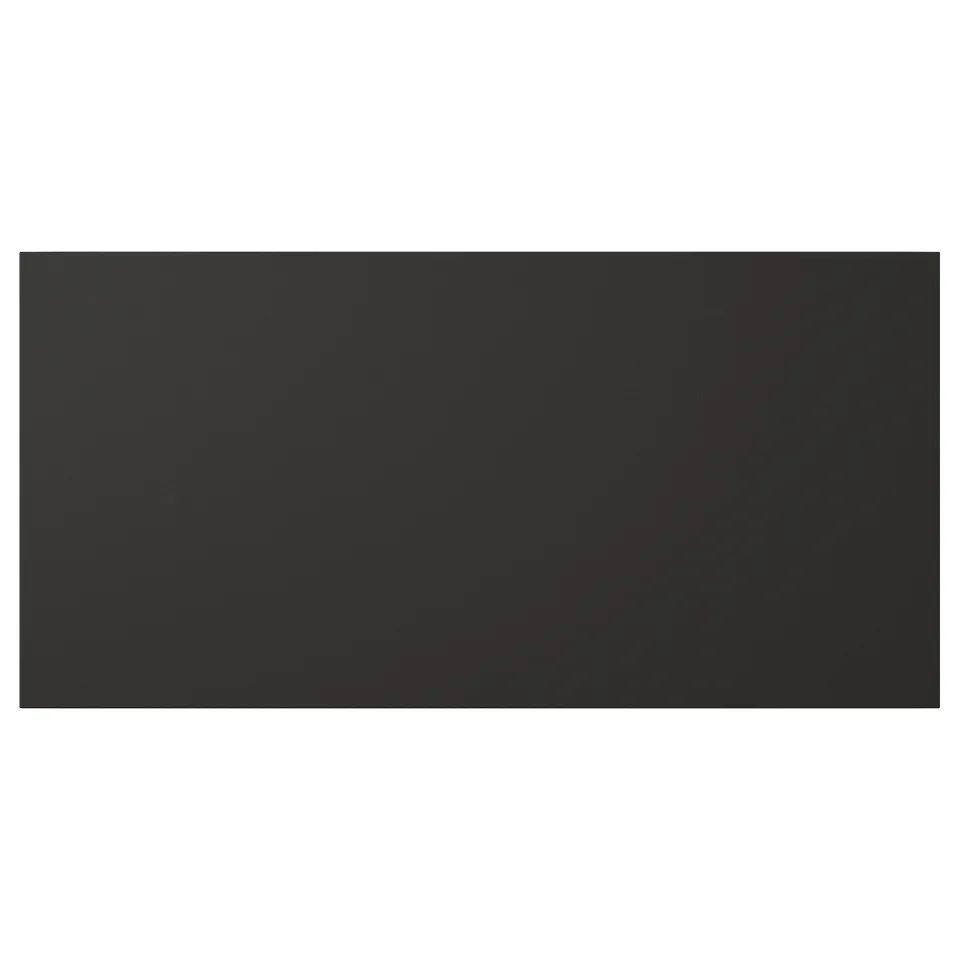 Black square panel, part of IKEAs NICKEBO series, made from recycled materials for eco-friendly decor.