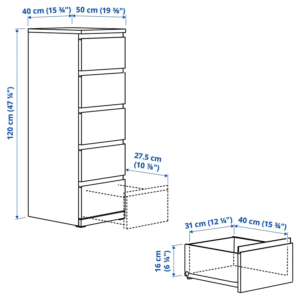 Illustration with measurements for the product: STORKLINTA.