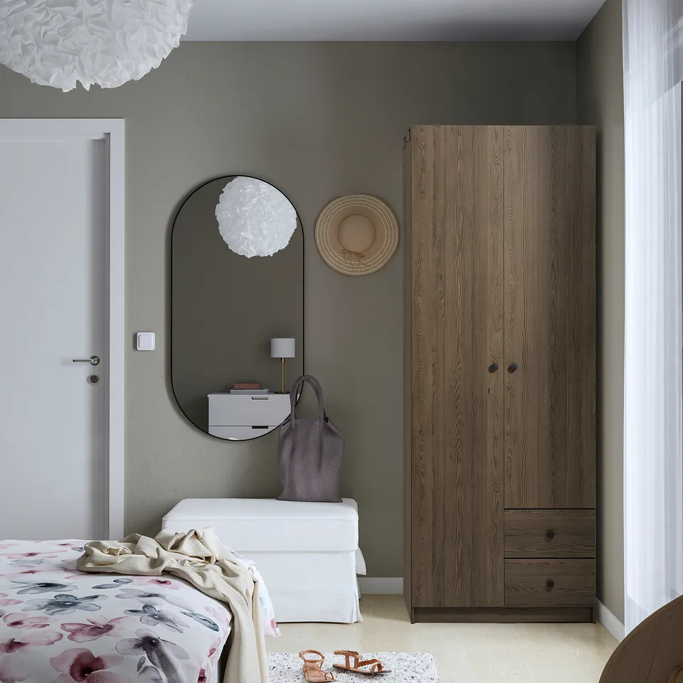 part: BRUKSVARA wardrobe with 2 doors and 2 drawers