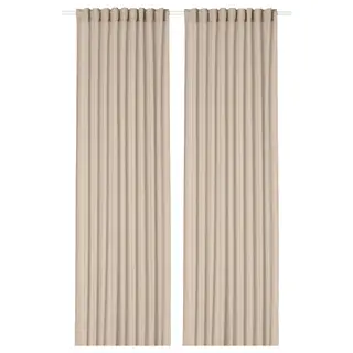 ROSENROBINIA sheer curtains, 1 pair, beige/with heading tape, 145x250 cm