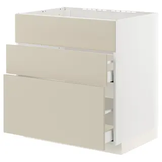 METOD / MAXIMERA base cab f sink+3 fronts/2 drawers, white/Havstorp beige, 80x60x80 cm