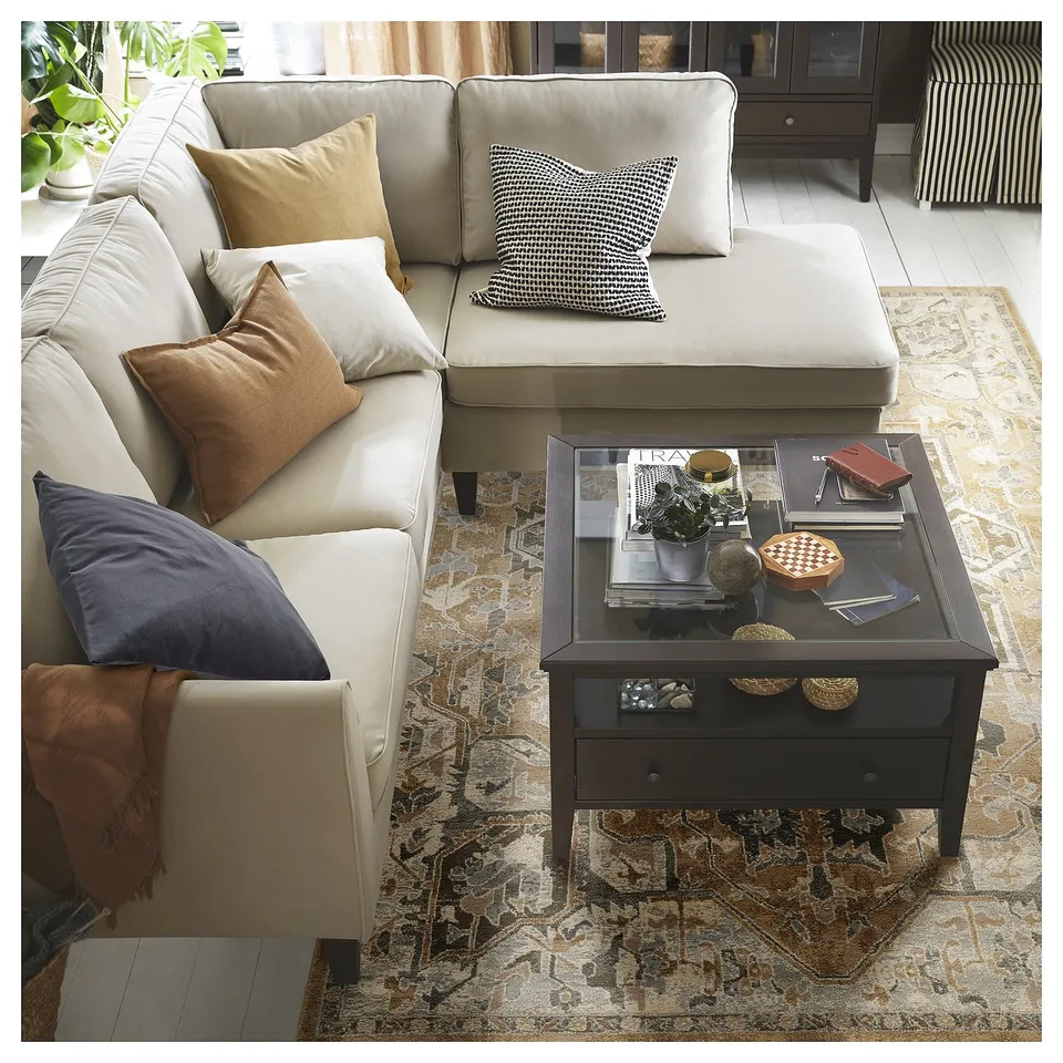 JÄRNVÄG Rug, low pile, ornament pattern beige/dark beige, 200x300 cm