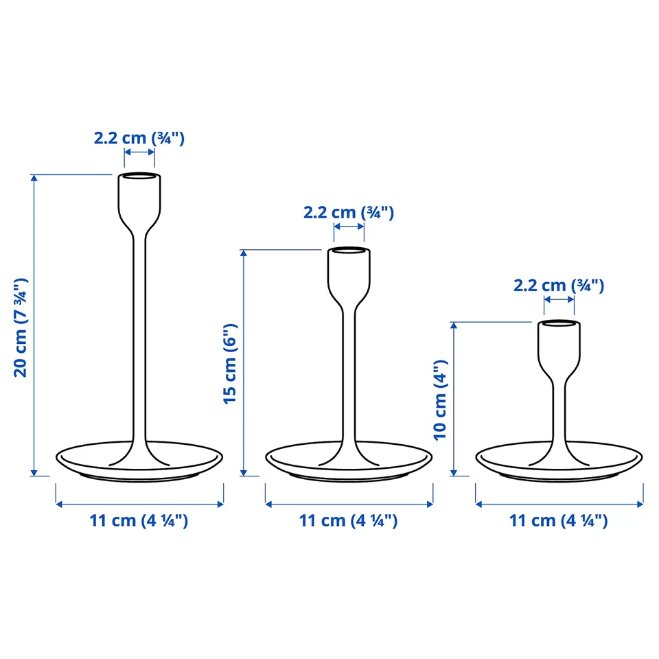 FULLTALIG Candlestick, set of 3, brass-colour