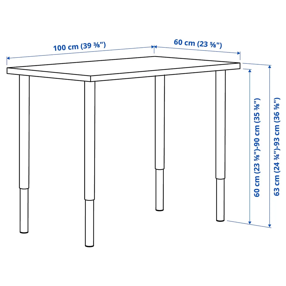 LINNMON / OLOV Desk, white/black, 100x60 cm