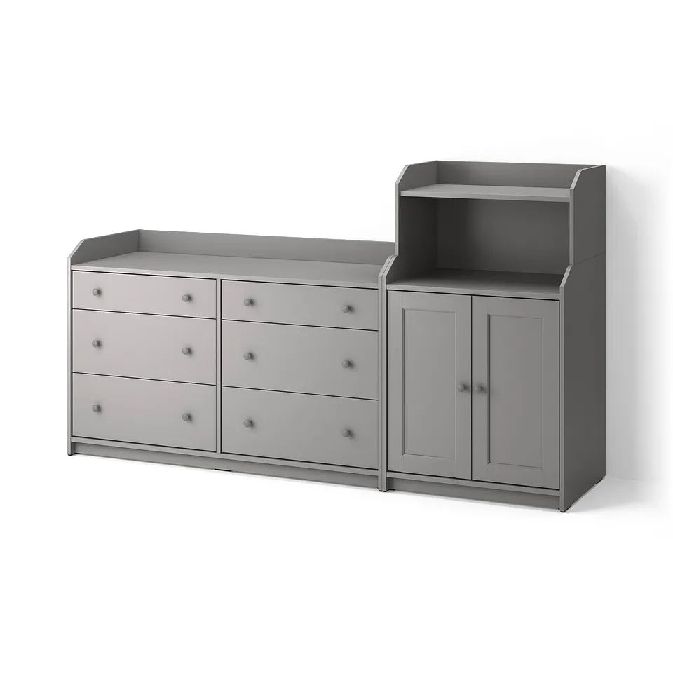 HAUGA Storage combination, grey, 208x116 cm