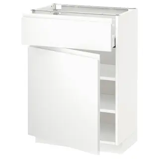METOD / MAXIMERA base cabinet with drawer/door, white/Voxtorp matt white, 60x37x80 cm