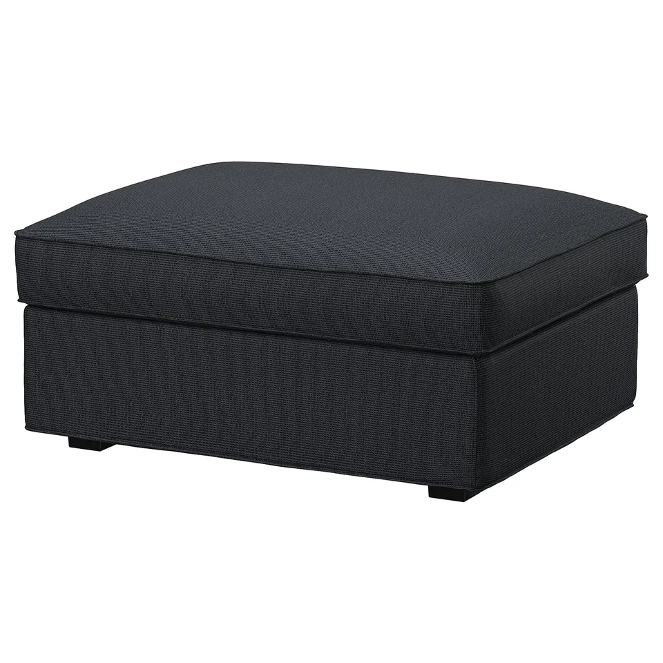 KIVIK footstool, dark grey, cushioned, recycled polyester & cotton, storage.