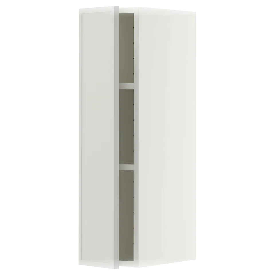 METOD Wall cabinet with shelves, white/Aspudden light grey, 20x37x80 cm