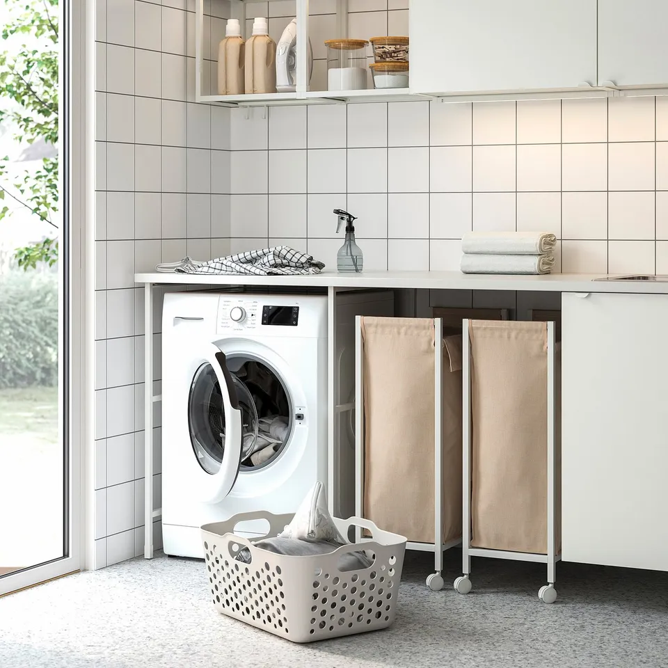 SLIBB Laundry basket, white, 38 l