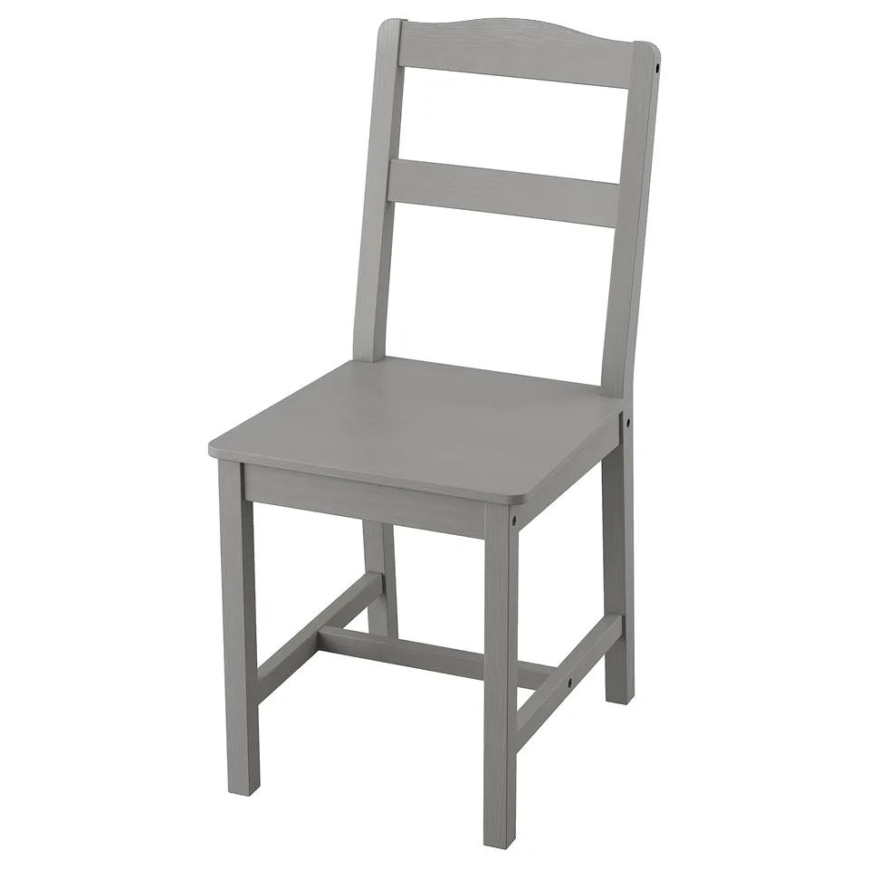 Grey HAUGA wooden chair, ladder-back, rectangular seat