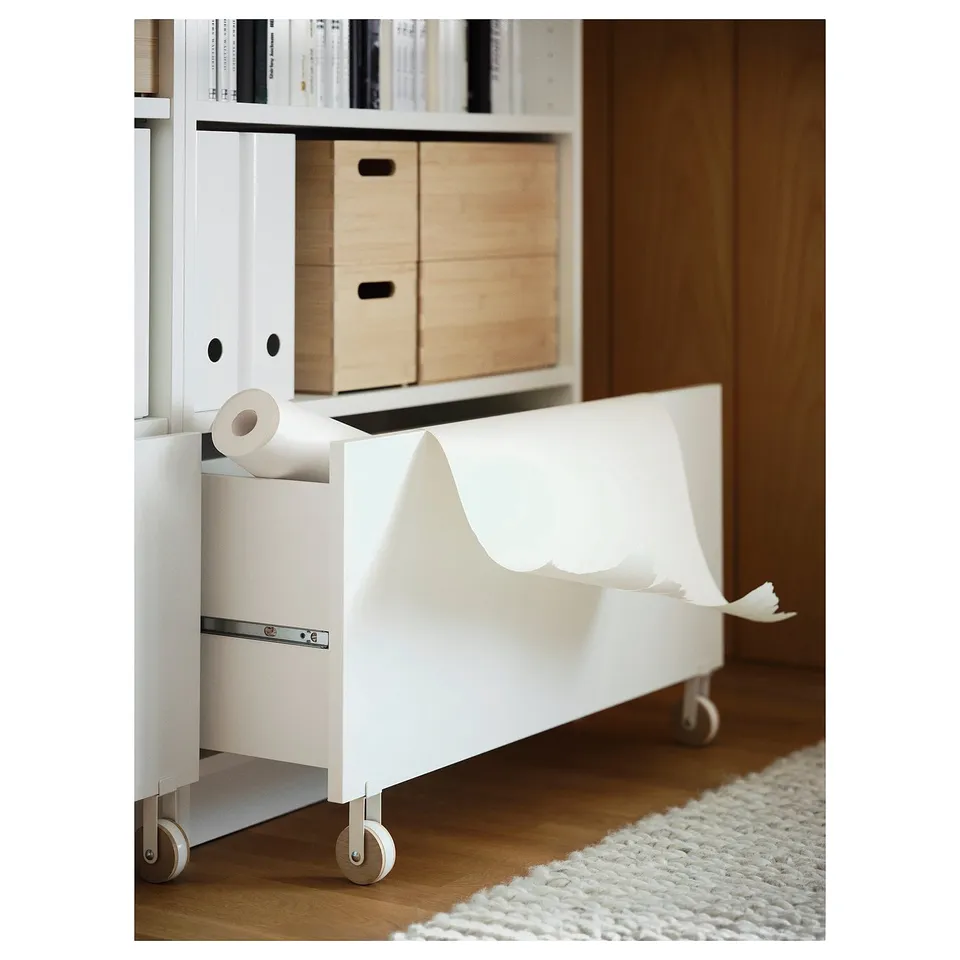 BILLY Drawer, white/with castors, 80x28x44 cm