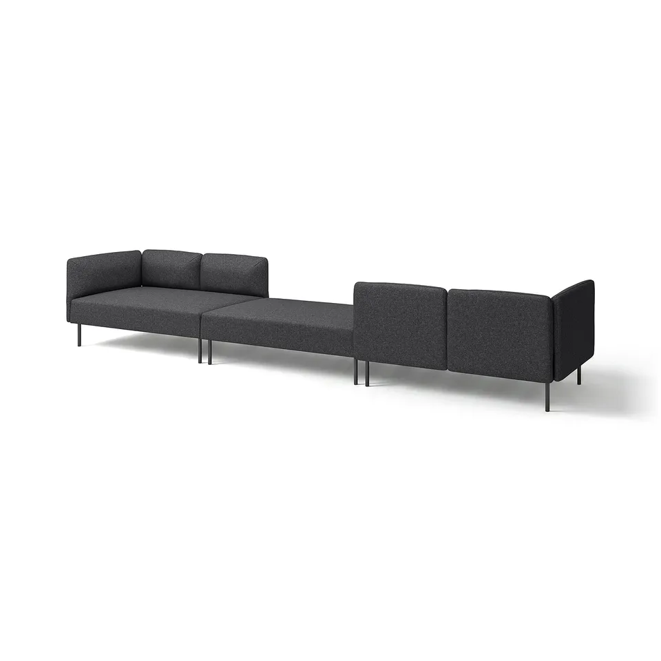 Modular grey sofa, LILLEHEM, clean lines, padded seats, and backrests. Easy to assemble and adjust.