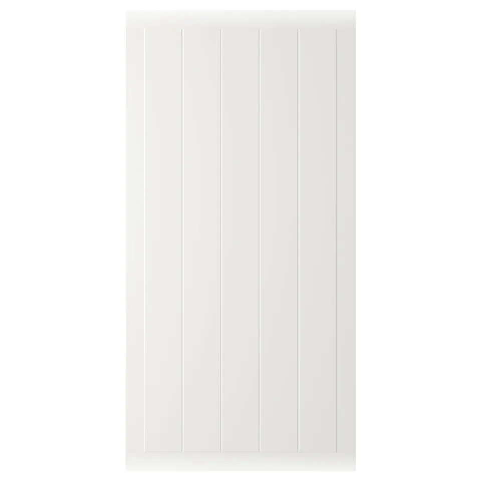 STENSUND white door, rectangular shape, grooved panels, lacquered finish.