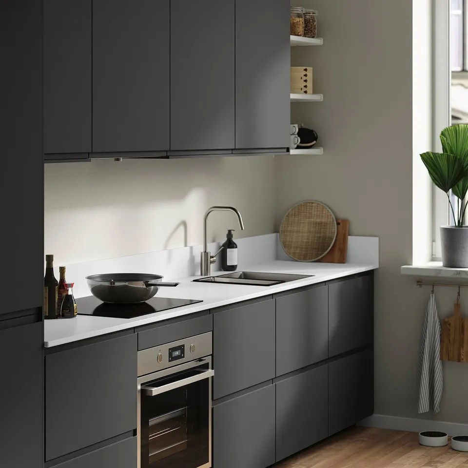 LOCKEBO Custom made worktop, white/glass composite, 1 m²x2.0 cm