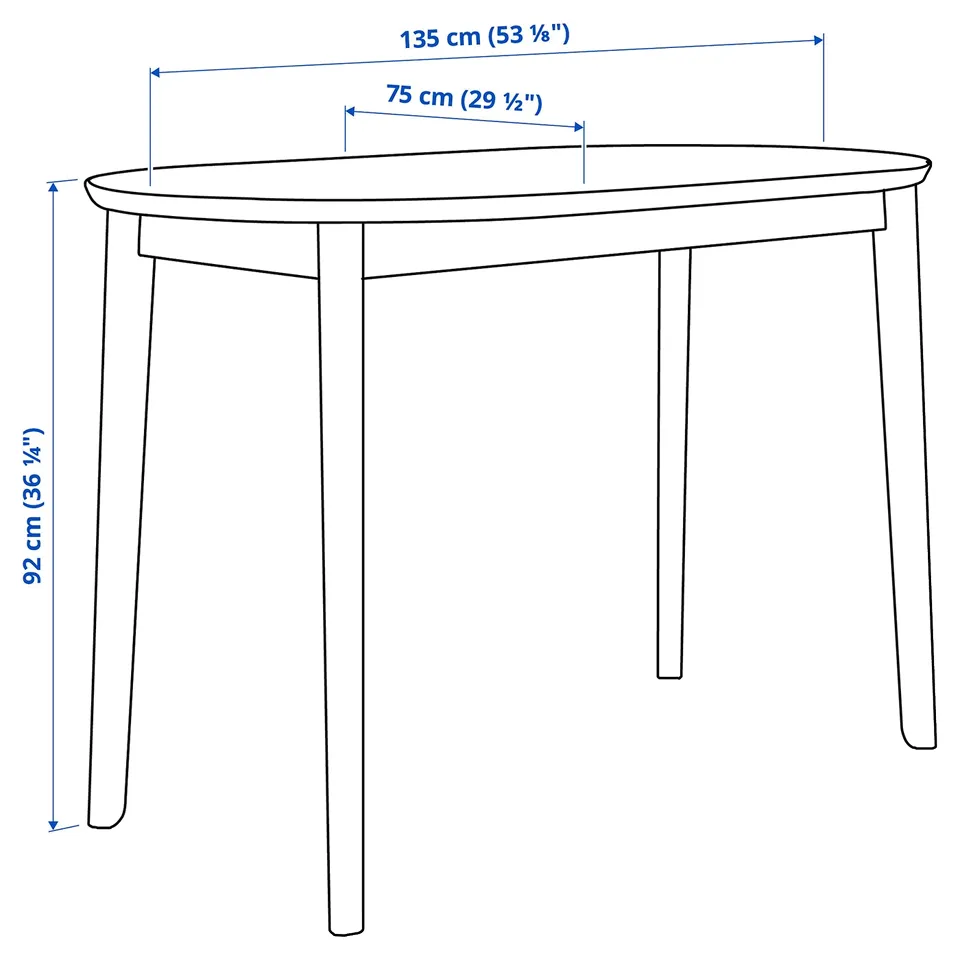 RÄVSTEN Table, counter height black, 135x75 cm