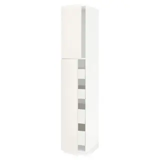 METOD / MAXIMERA hi cab w 2 doors/4 drawers, white/Veddinge white, 40x60x220 cm