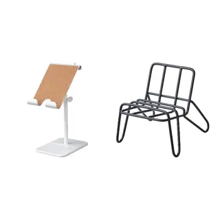 HAVREHOJ/KRUBBET set: holder for tablet + holder for mobile phone, black, Depth 16 x Height 32 x Width 12 cm