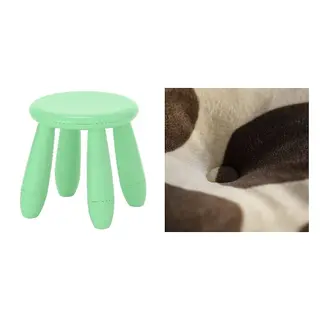 MAMMUT/SANDLÖPARE set: stool cover, in/outdoor/light green + beige brown/giraffe pattern, Width 35 cm