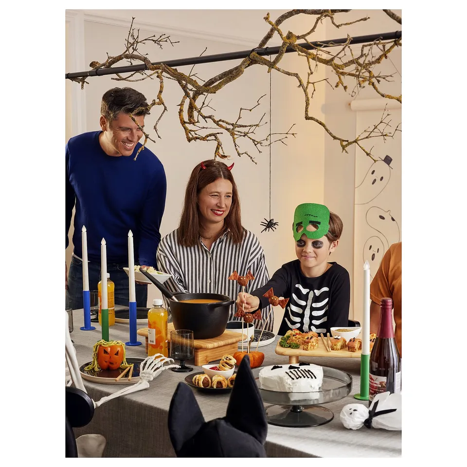 HELGEÖ Decorating rod for table, black adjustable/outdoor indoor, 115/235x116 cm