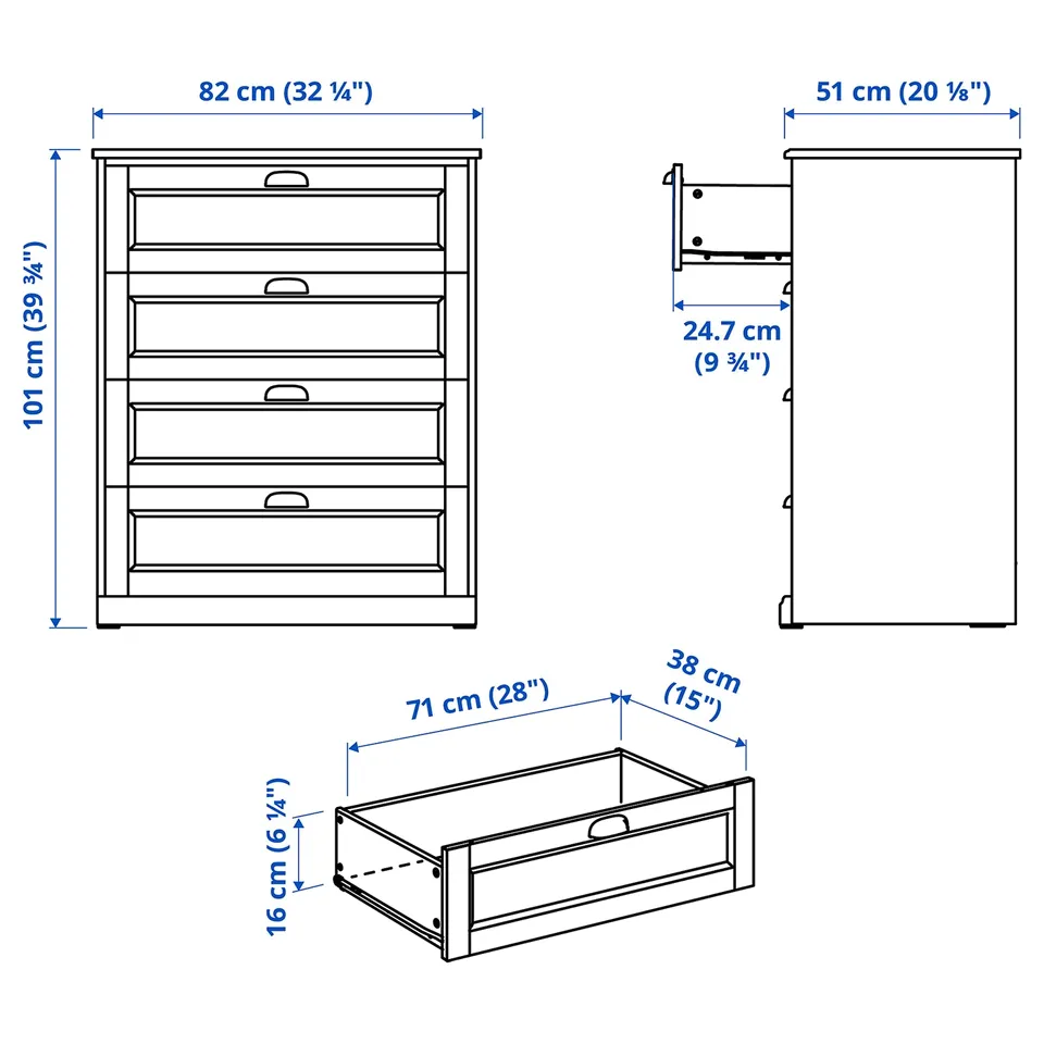 part: FÅGELFJÄLLET chest of 4 drawers