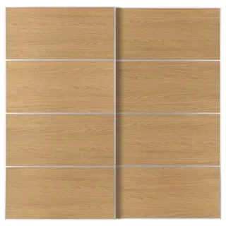 MEHAMN pair of sliding doors, aluminium/double sided oak effect, 200x201 cm