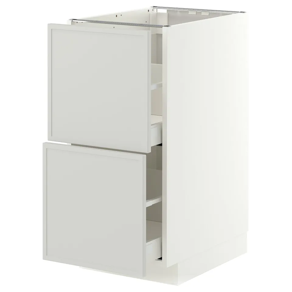 METOD / MAXIMERA Base cb 2 fronts/2 high drawers, white/Aspudden light grey, 40x60x80 cm
