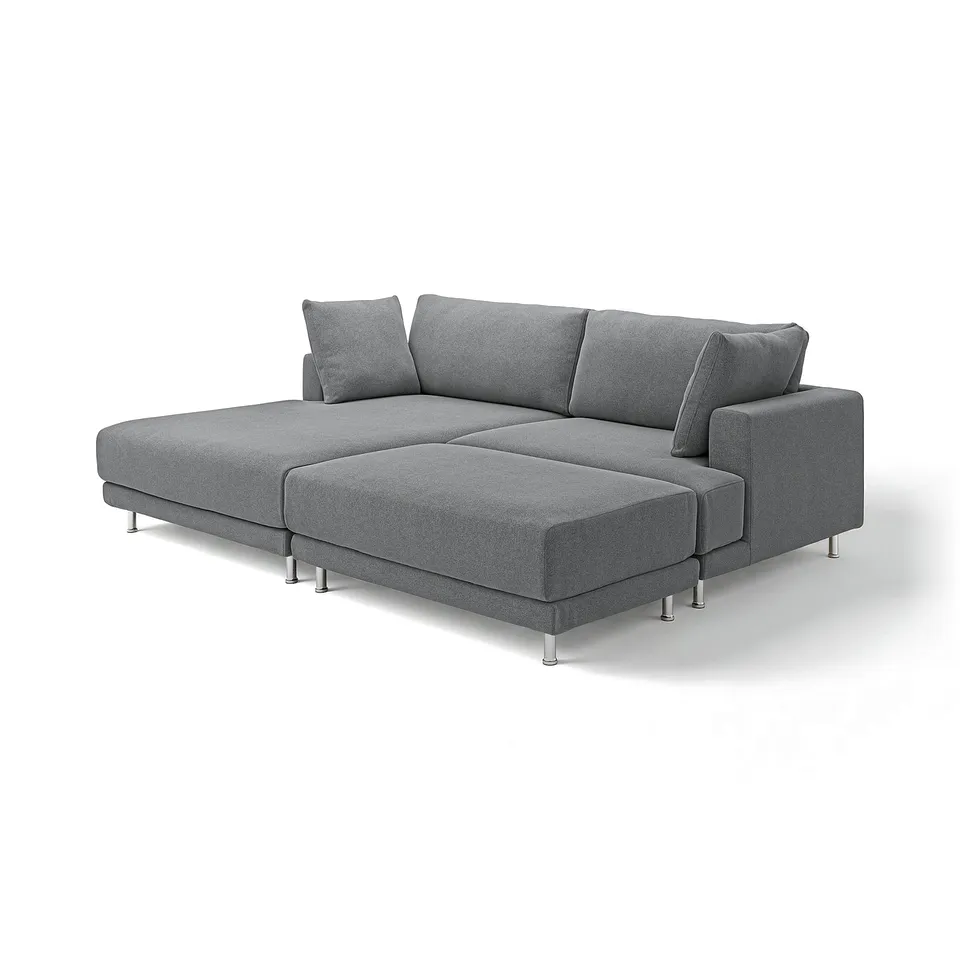 UPPÅKRA sectional sofa, grey, modern, with plush cushions and metal legs.