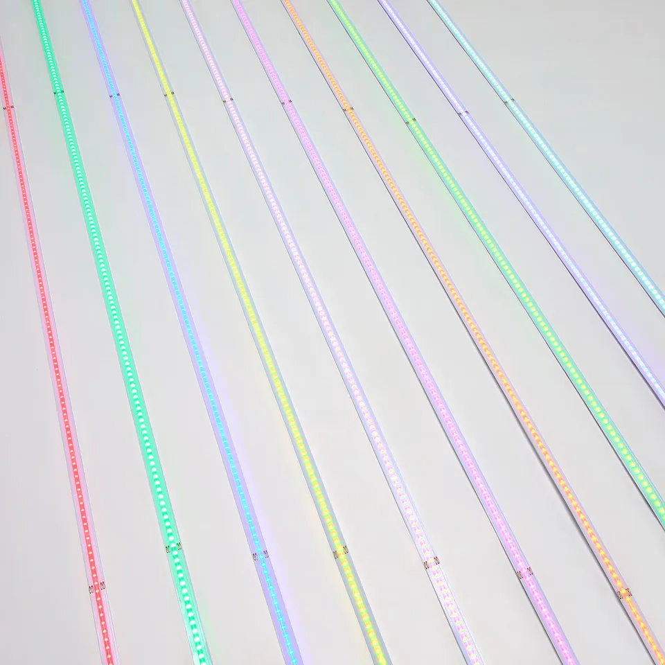 Colourful led strips with remote, perfect for decorating and creating ambiance in various spaces.