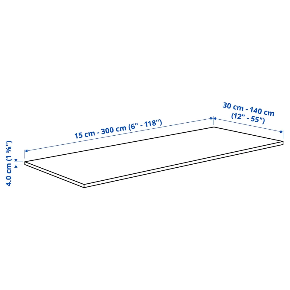 LOCKEBO Custom made worktop, off-white mineral effect/glass composite, 1 m²x4.0 cm
