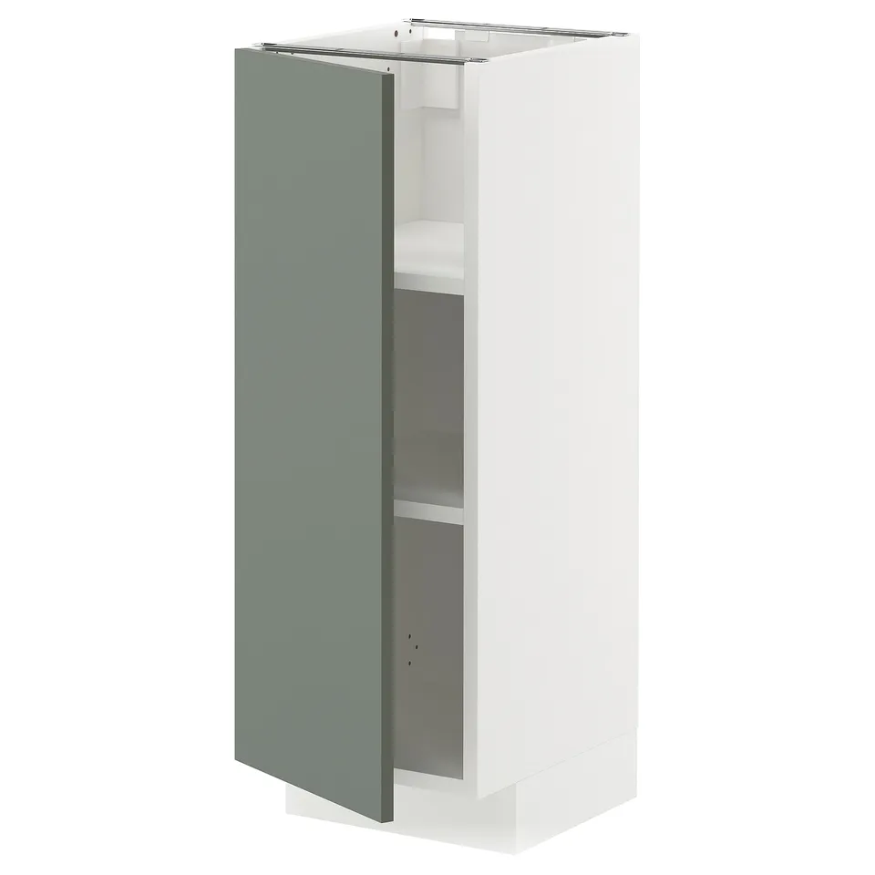Modern kitchen cabinet, METOD, white-gray, slim, rectangular, matt finish, adjustable shelves.